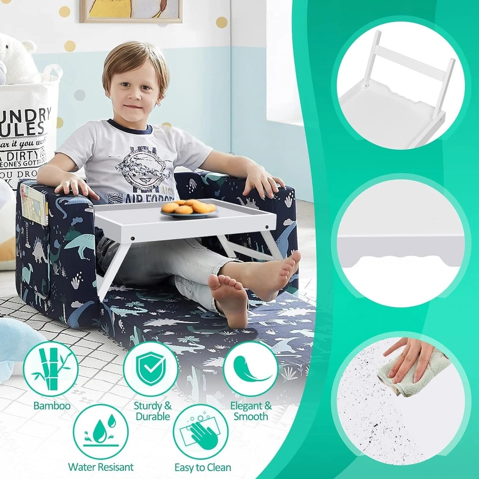 Bamboo Bed Tray Table W/ Folding Legs in Bed TV Table Laptop Tray Table, White - Image 3 of 4