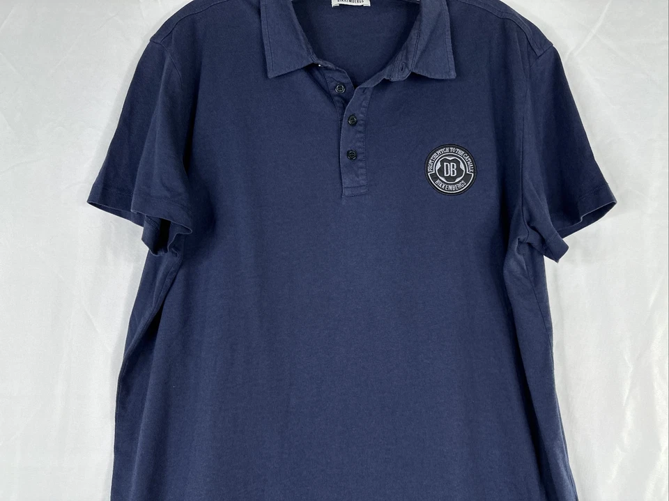 Camisa polo masculina Dirk Bikkembergs tamanho XXL azul manga curta remendo algodão modal - Imagem 3 de 4