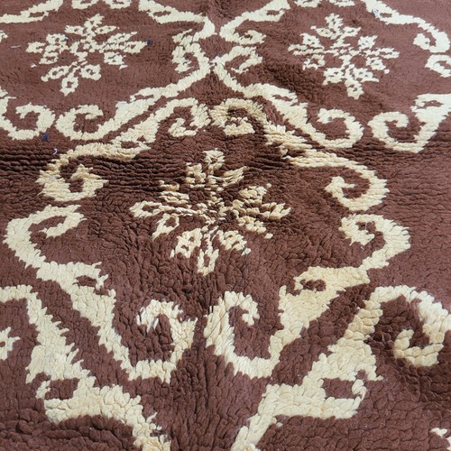 Vintage Handmade Berber Moroccan Rug Wool Floral Design Rich Brown Fringe Carpet - Picture 20 of 21