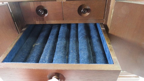 MID CENTURY MODERN GROß Holz Schmuck Schmuckkästchen Truhe Organizer Mid Century - Bild 4 von 8
