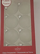 NEW SET OF 8 ASHLAND 2.5" 65MM CLEAR FROSTED ORNAMENTS FREE SHIP
