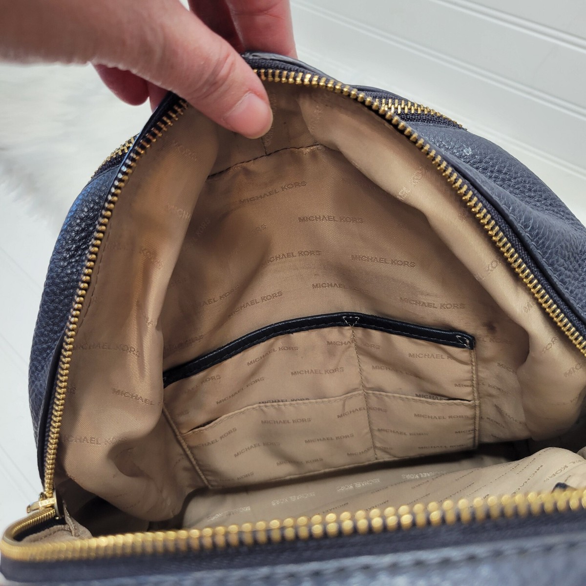 Genuine Michael Kors Rhea Zip Backpack Large Pebble Leather 