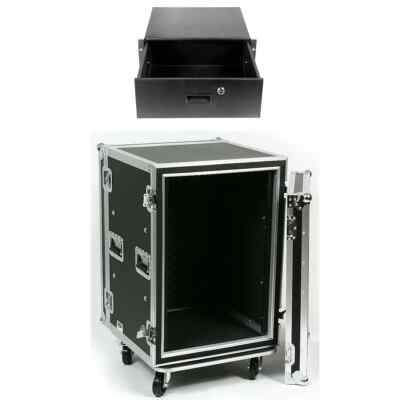 16 Space ATA Amp Shock Mount Rack Road Case 20'' Deep + 4u Rack Drawer Lock & Key