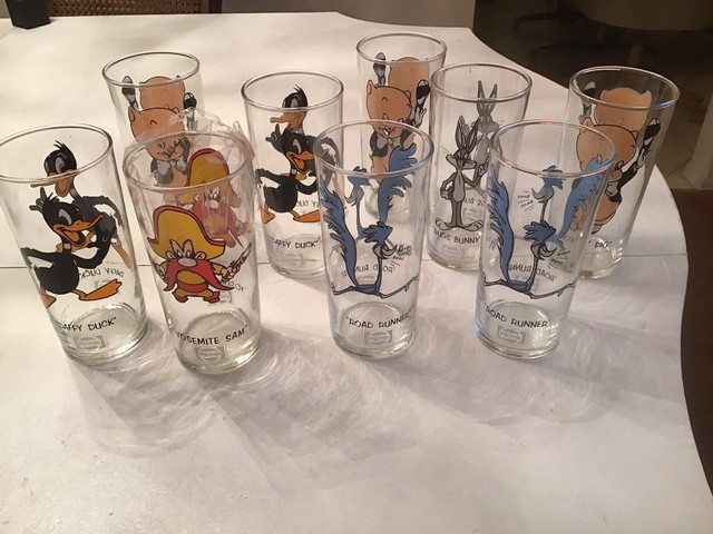 vintage character drinking glasses