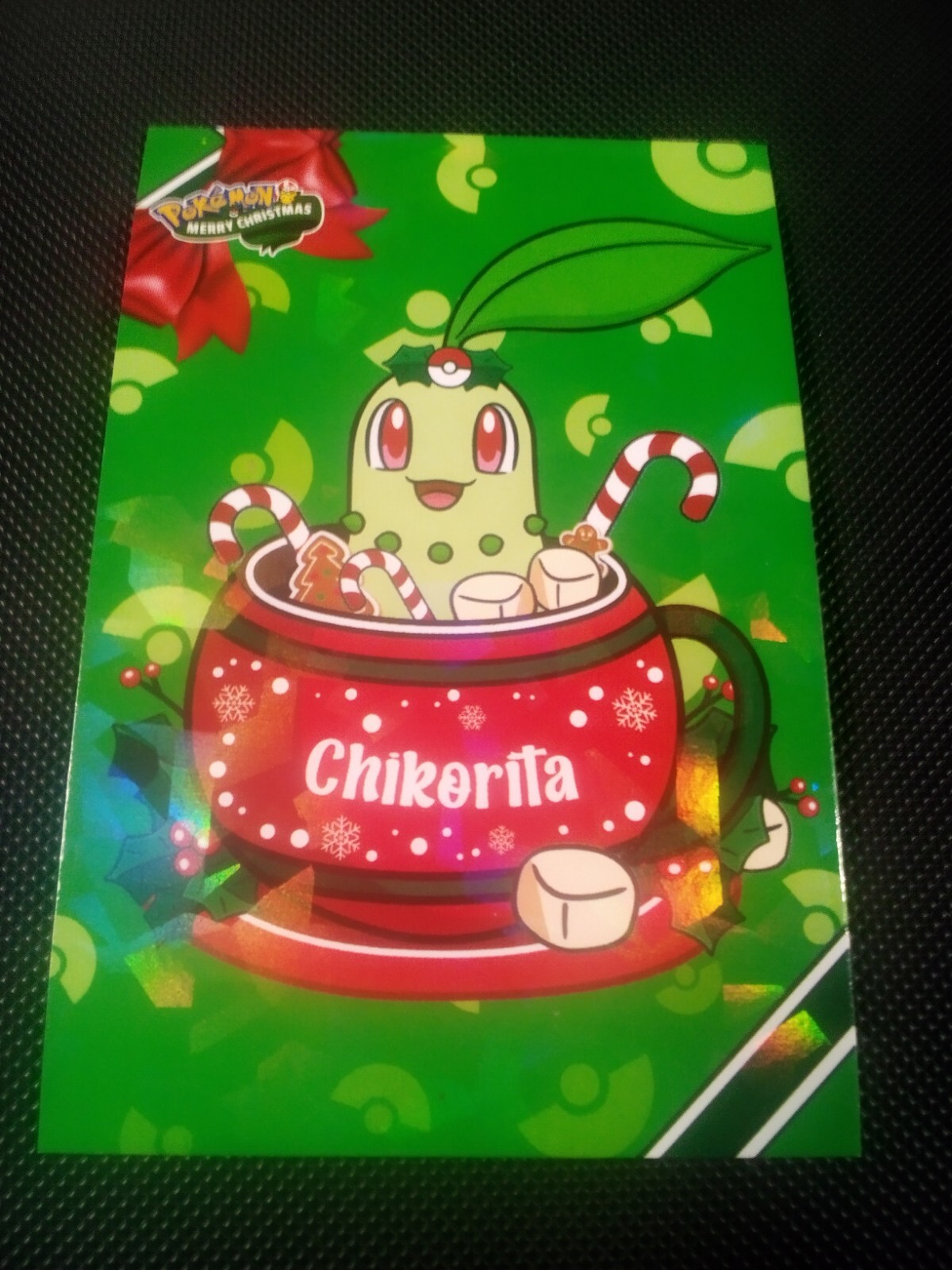 Pokemon 2024 Card Database Christmas Chikorita #2 Cracked Holo Peru US Seller