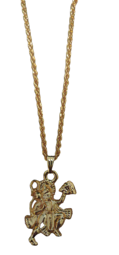 @ Indian Traditional Hanuman Ji Pendant with Rope Chain Golden Color For Men - Picture 2 of 6