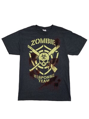 Mens Gray Zombie Response Team Graphic Halloween T-Shirt