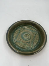 Vintage Ceramic Pottery Glazed Inlay Ashtray Signed Rubenstein MCM