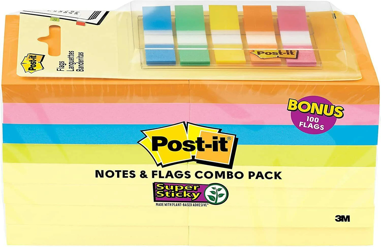 Post-it Super Sticky Notes and Flags Combo Pack ( 654-16SSCY-B ) NISP