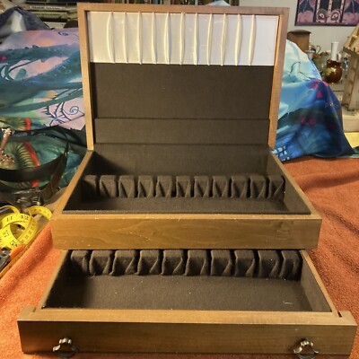 Vintage Eureka Pacific Silvercloth Mahogany Flatware Chest, 16  X 11 