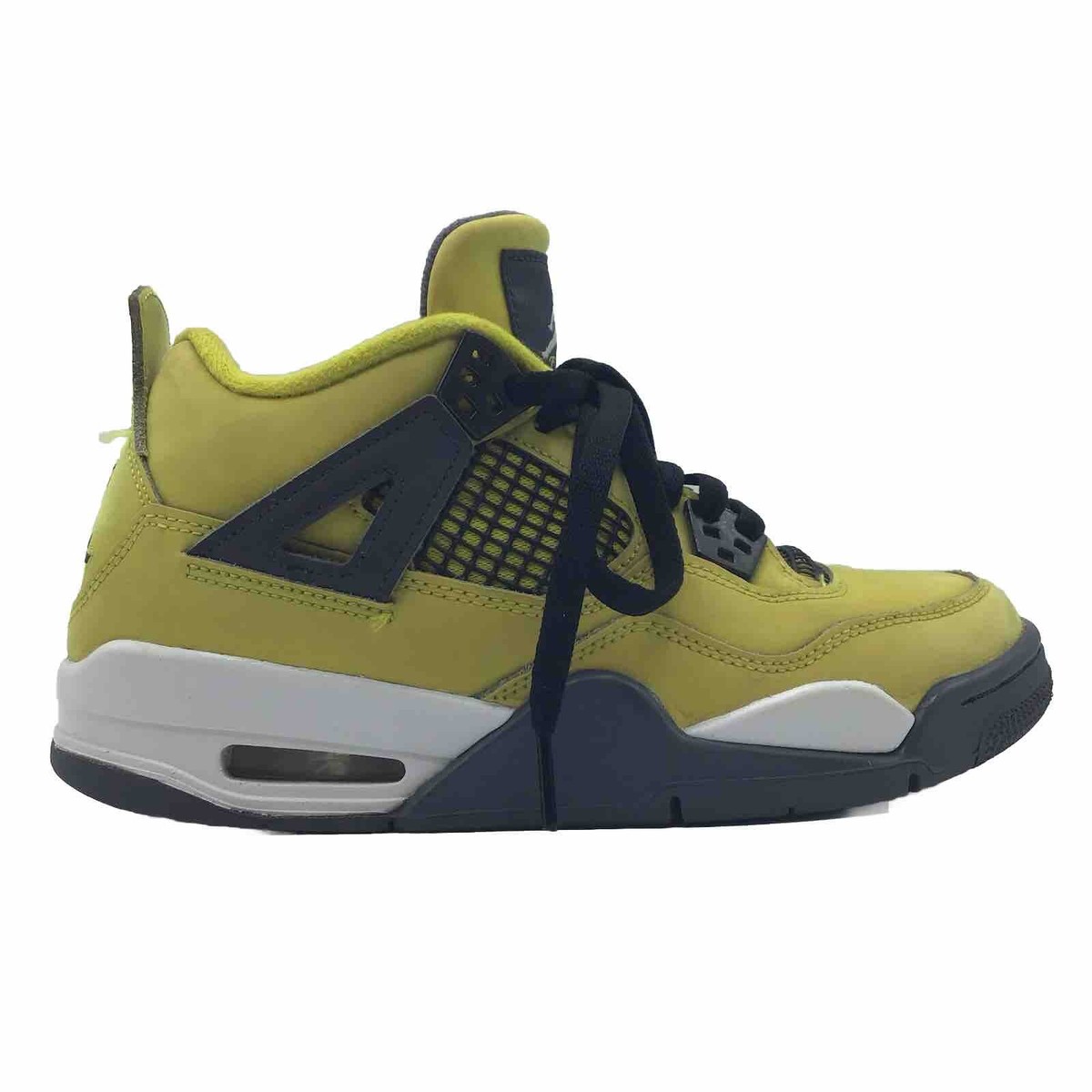 Nike air Jordan 4 retro lightning yellow black sneakers 408452-700 youth 6.5Y | eBay