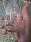 Two Vintage Midvale Guernsey Half Pint Clear Glass Milk Cream Bottles 5.5" — photo 2