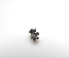 Pandora 925 Sterling Silver Oxidized Three Petal Ball Bead Flower Garden Charm
