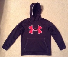 EUC Youth Black/Red Under Armour Hoodie Sweatshirt Sz YSM