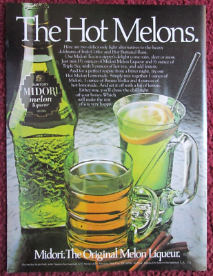 1981 SUNTORY Midori Melon Liqueur Print Ad ~ The HOT MELONS, Drink
