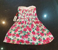 Superdry Floral Pink Strapless Dress (Size XS/UK8) RRP £50