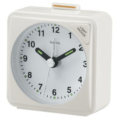 Hama Reisewecker Wecker A50 Manuell Analog Travel Uhr Backlight Snooze Weiß