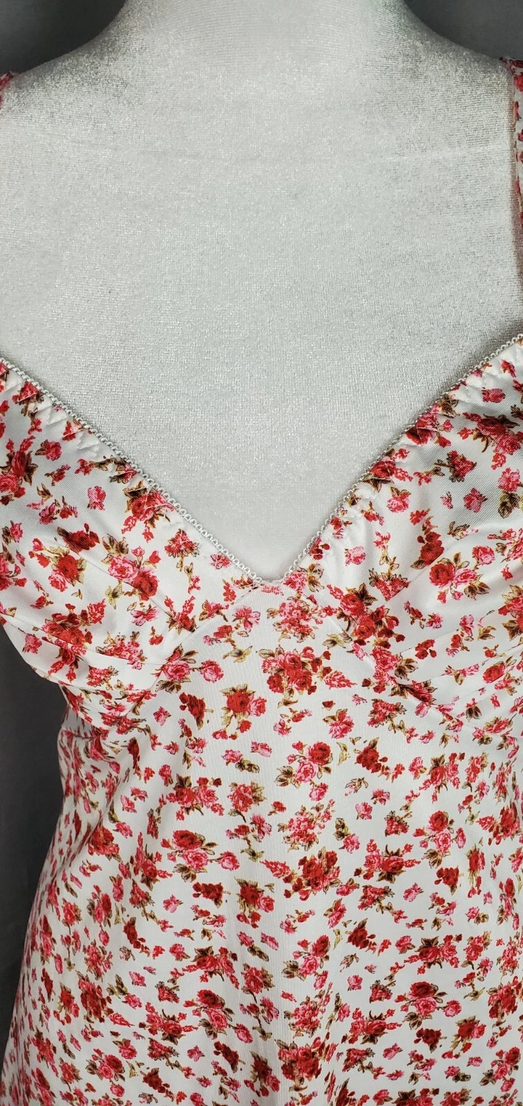 VALENTINO Camicia da notte vintage donna M rosa floreale raso fit n abito svasato stile retrò pigiama