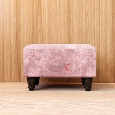 Modern Ottoman Linen Pouffe Footstool Rectangular Padded Seat Footrest Stylish