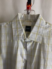 Hugo Boss Gold Plaid LONG SLEEVE SHIRT Large L Slim 16 x 35/36