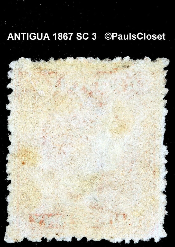 ANTIGUA 1867 SC 3 (SG 7b) QUEEN VICTORIA 1p VERMILLION WM 5 MHM OG F/VF Foto 2 de 2