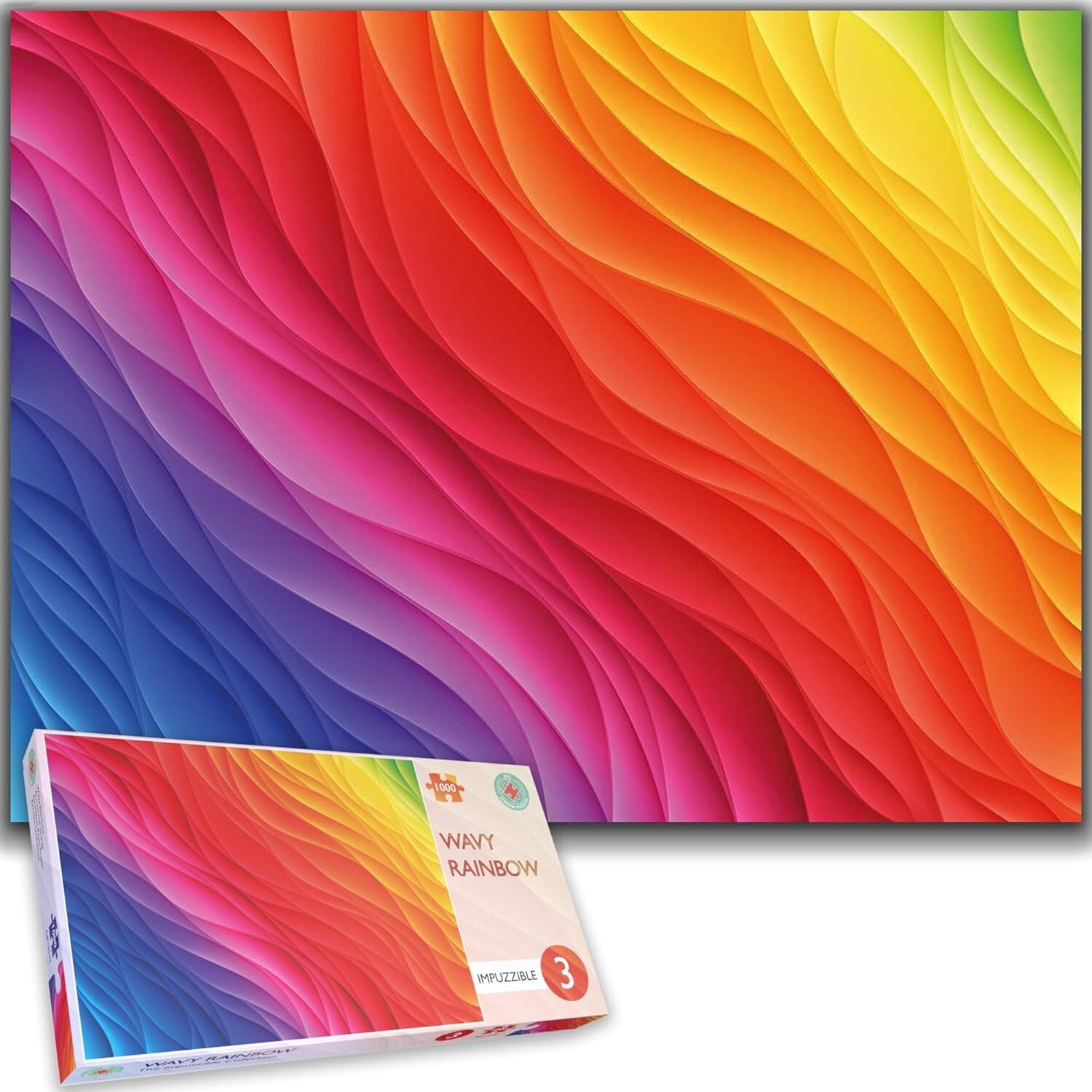 1000 Piece Jigsaw Puzzle Wavy Rainbow - Hard Impuzzible Gift Idea For Adults