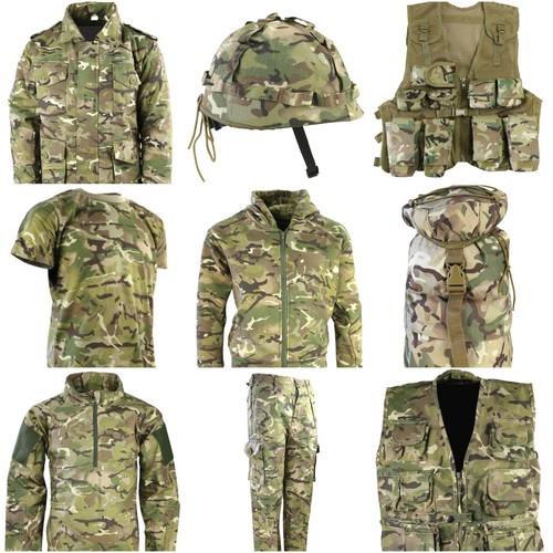Kids Army T Shirt Trousers Vest Helmet 