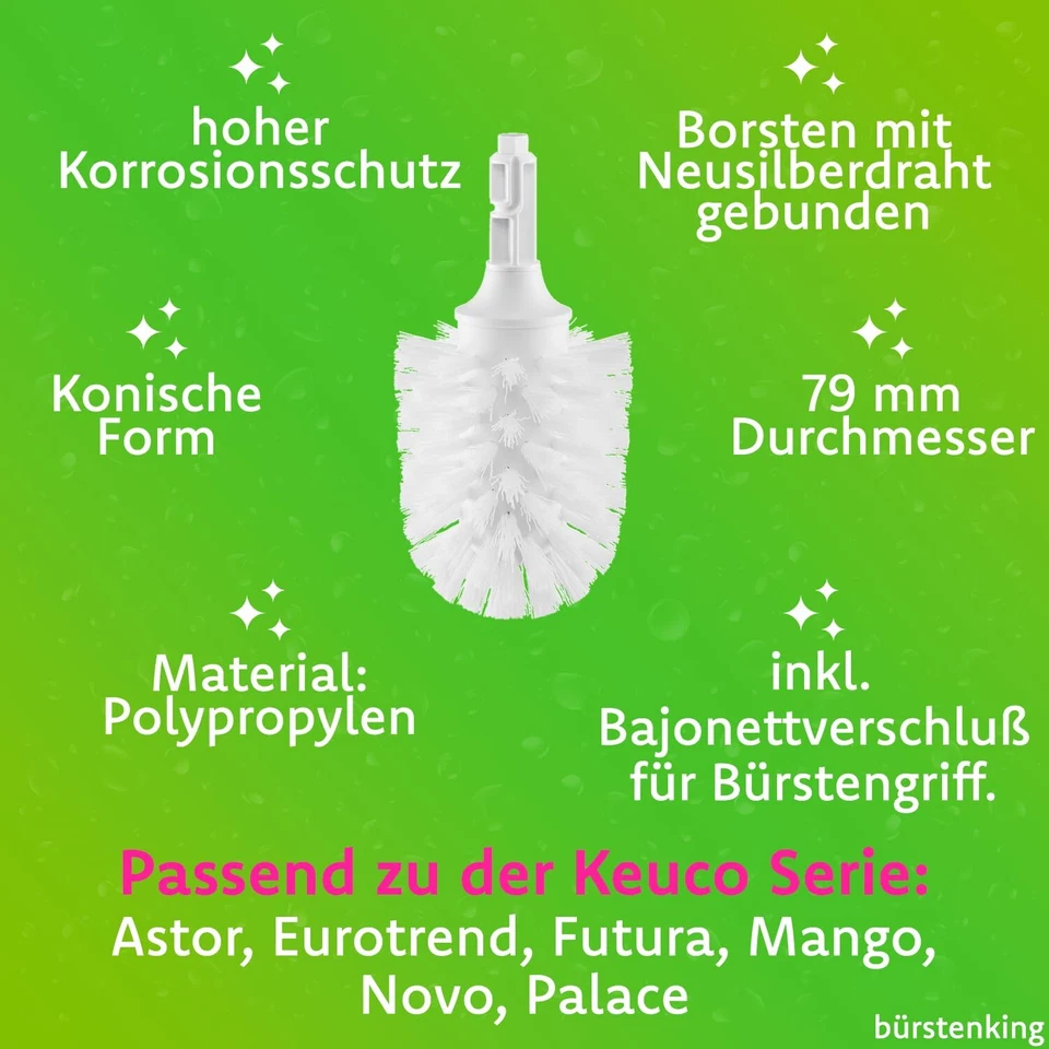 WC Ersatzbürstenkopf 79 mm Toilettenbürstenkopf Set passend für Keuco WC-Garn... - Bild 2 von 4