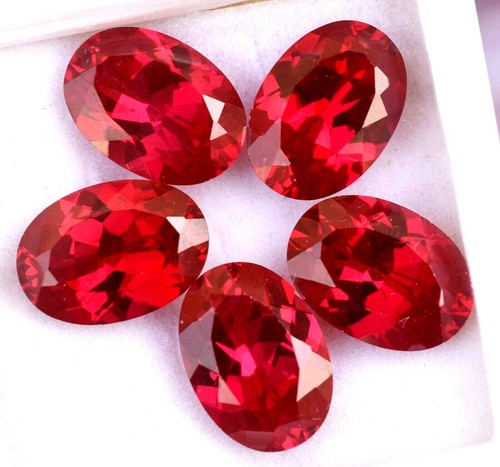 36.80 Ct Natural Red Ruby Oval 5 Pcs 14 x 10 mm CERTIFIED Rare Treated Gemstone - Picture 7 of 8