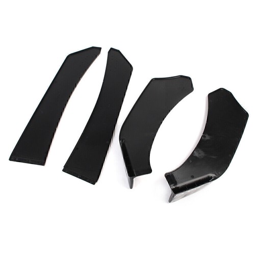 Universal Car Glossy Black Front Bumper Lip Chin Spoiler Splitter Body Kit 4pcs - Picture 9 of 11