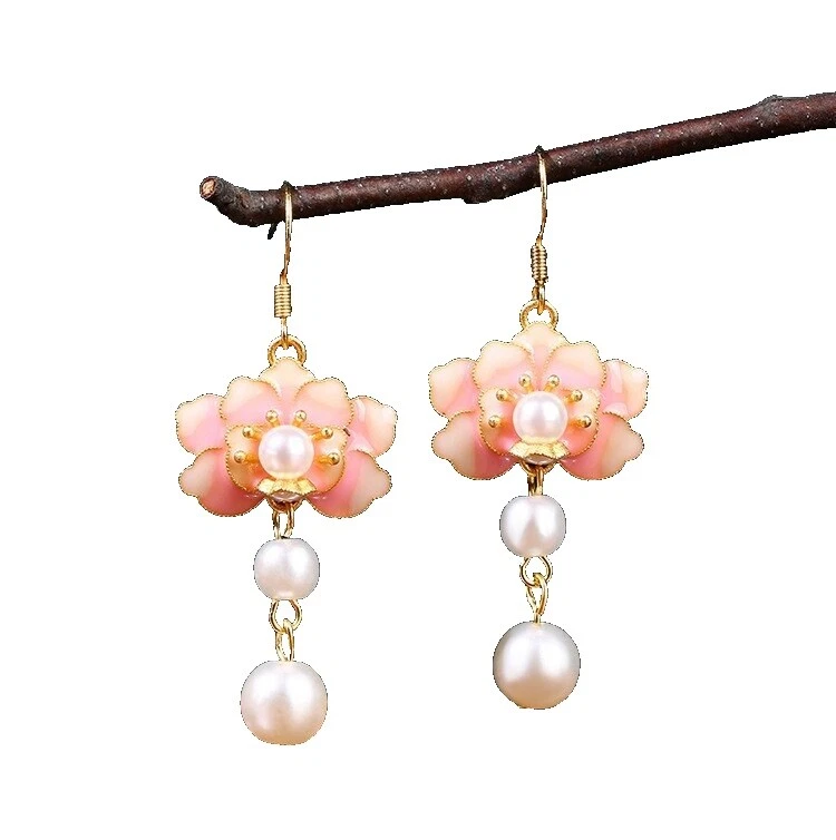 Chapado en oro Amarillo de Esmalte Perla Moda Joyería