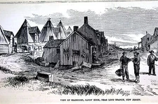 New Jersey Shacks at SEABRIGHT SANDY HOOK Near LONG BRANCH 1873 Engraving Matted