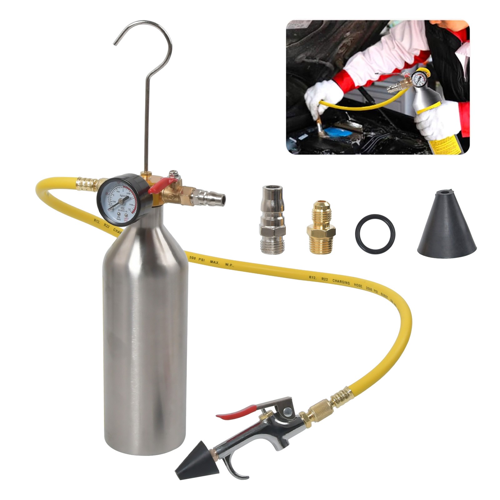 AC Flush Set Air Conditioner System Clean Canister Gun for R134a R12 R22 R404a