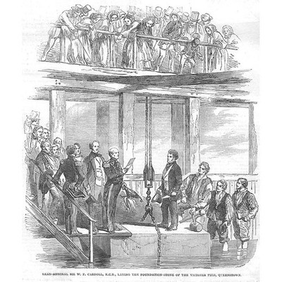 IRLAND Grundsteinlegung des Victoria Pier Queenstown - antiker Druck 1853