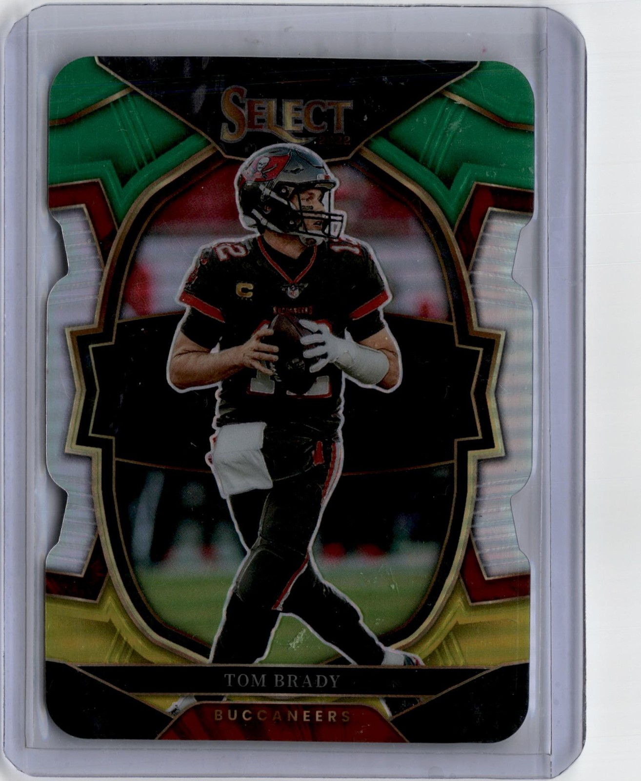 2022 Panini Select Tom Brady Green and Yellow Prizm Die Cut #26