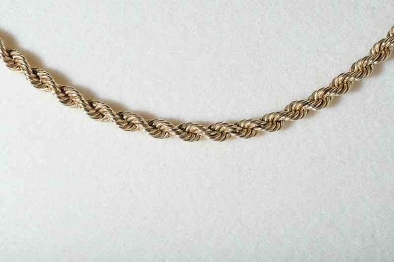 14k Yellow Gold Twisted Rope Chain 24" Speciality Gold Rope Necklace