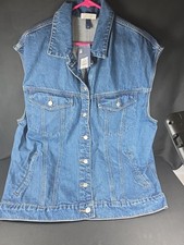 Denim Vest Jacket Large Universal Thread Bagg...