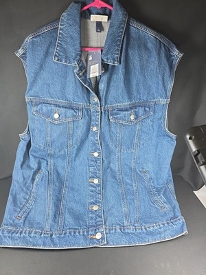 Denim Vest Jacket Large Universal Thread Baggy **Oversized-Runs Big**