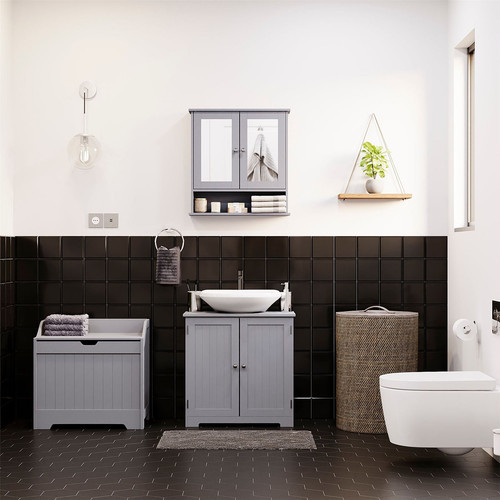 Modern Bathroom Laundry Chest Cabinet Storage Basket Clothes Bathroom Furniture - Picture 8 of 8