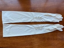 Vintage Van Raalte Formal Long Gloves Faux Pearl Buttons, Size 7.5