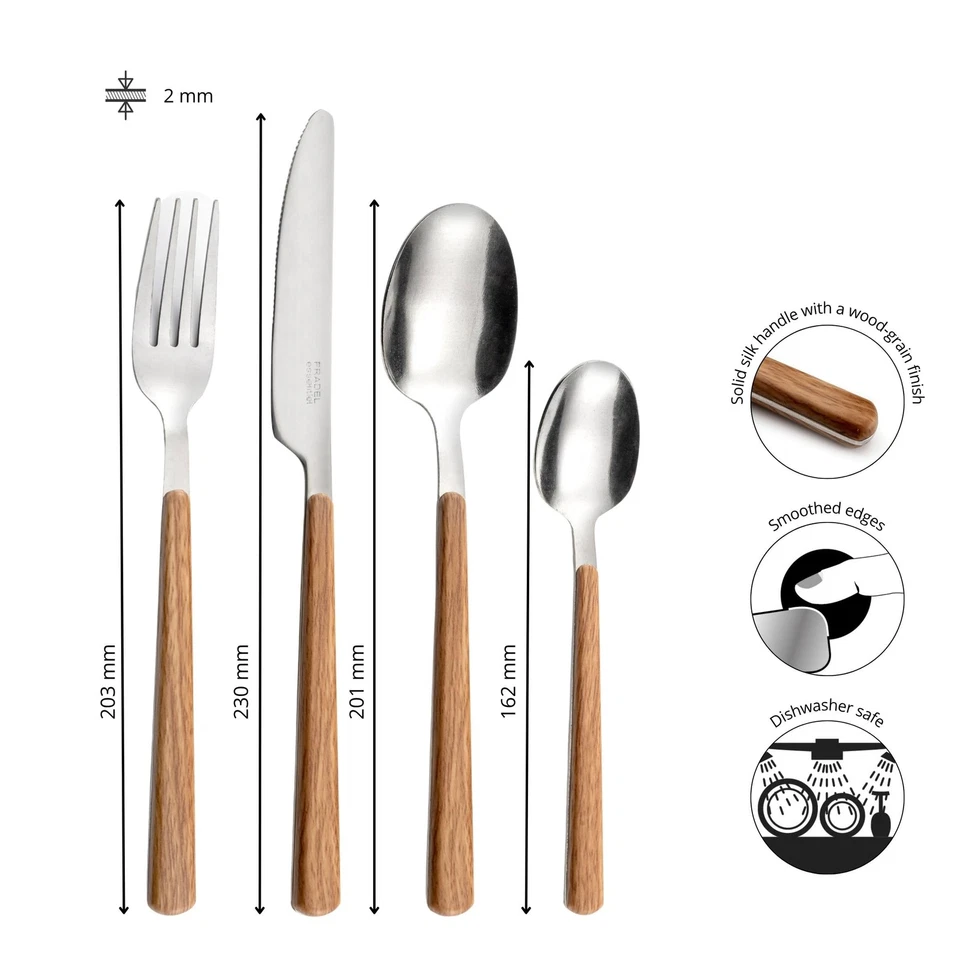 Amefa Bosquet BesteckSet, 24teilig, Edelstahl 18/0, Holzgriff, spülmaschineng... - Bild 2 von 4
