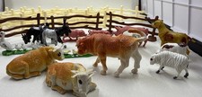 Vtg Lot of 5 Miniature Farm Animals Made in Hong Kong Play Set Fence Pig Cow
