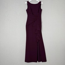 Eliza J Ruffle Front Gown Women 2 Purple Dress Formal Evening Maxi Wedding Guest