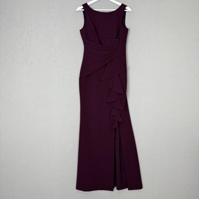 Eliza J Ruffle Front Gown Women 2 Purple Dress Formal Evening Maxi Wedding  Guest | eBay