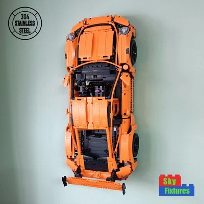 SKY FIXTURES Wall mount bracket for LEGO Technic Porsche 911 GT3 RS 42056 STAINLESS STEEL