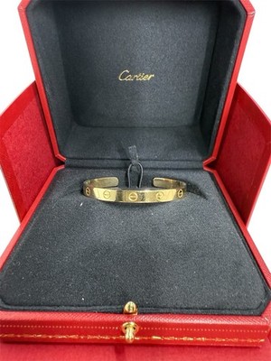 Cartier Love Cuff Bangle Bracelet 18k Yellow Gold Size 17 With Box