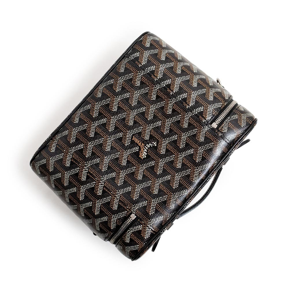 GOYARD Muse Vanity Case Shoulder Bag canvas & Calfskin, Black