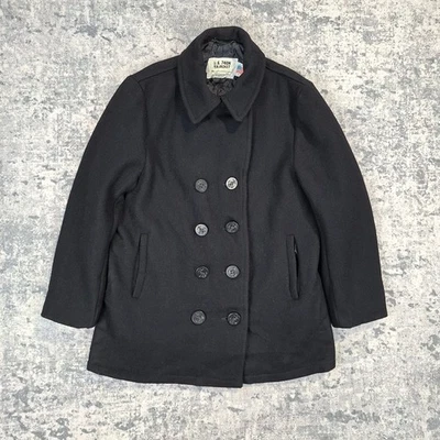 Abrigo vintage Schott 740N Pea para mujer 14 lana negra doble pecho hecho en EE. UU. - Imagen 1 de 4
