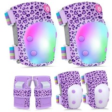 Knee Pads for Kids with LED Lights, Kids Knee Pads and Elbow Pads Wrist Guard...