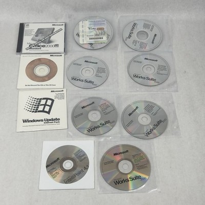 Vintage Software Lot of 11 CDs Microsoft Office 2000 Works Suite Windows Update+